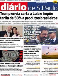 Capa do jornal Diário de São Paulo 10/07/2025