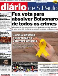 Capa do jornal Diário de São Paulo 11/09/2025