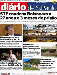 Capa do jornal Diário de São Paulo 12/09/2025