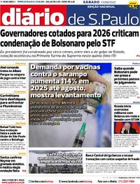 Capa do jornal Diário de São Paulo 13/09/2025