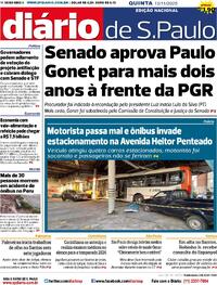 Capa do jornal Diário de São Paulo 13/11/2025