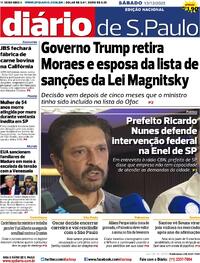 Capa do jornal Diário de São Paulo 13/12/2025