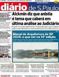 Capa do jornal Diário de São Paulo 14/09/2025