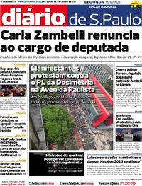 Capa do jornal Diário de São Paulo 15/12/2025