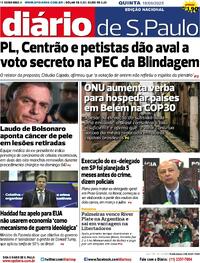 Capa do jornal Diário de São Paulo 18/09/2025