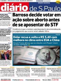 Capa do jornal Diário de São Paulo 18/10/2025