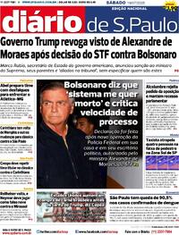 Capa do jornal Diário de São Paulo 19/07/2025