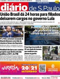 Capa do jornal Diário de São Paulo 19/09/2025