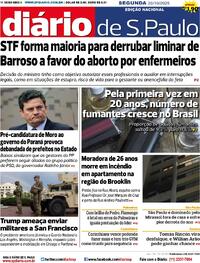 Capa do jornal Diário de São Paulo 20/10/2025