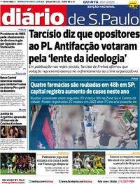 Capa do jornal Diário de São Paulo 20/11/2025