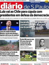 Capa do jornal Diário de São Paulo 21/07/2025