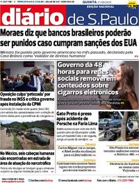 Capa do jornal Diário de São Paulo 21/08/2025