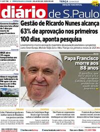 Capa do jornal Diário de São Paulo 22/04/2025