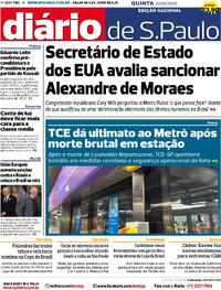 Capa do jornal Diário de São Paulo 22/05/2025