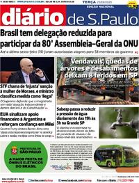 Capa do jornal Diário de São Paulo 23/09/2025