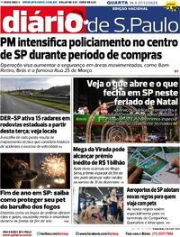 Capa do jornal Diário de São Paulo 24/12/2025