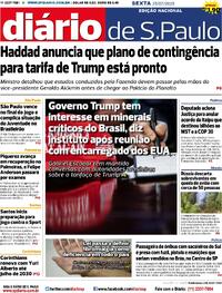Capa do jornal Diário de São Paulo 25/07/2025