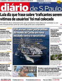 Capa do jornal Diário de São Paulo 25/10/2025