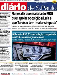 Capa do jornal Diário de São Paulo 27/09/2025
