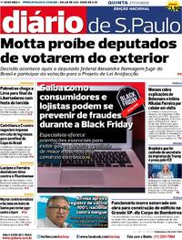 Capa do jornal Diário de São Paulo 27/11/2025