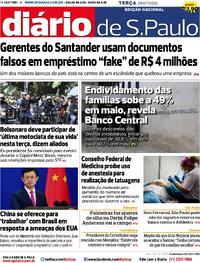 Capa do jornal Diário de São Paulo 29/07/2025