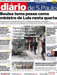 Capa do jornal Diário de São Paulo 29/10/2025