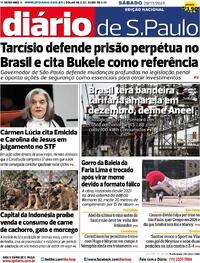 Capa do jornal Diário de São Paulo 29/11/2025
