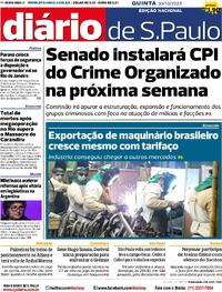 Capa do jornal Diário de São Paulo 30/10/2025