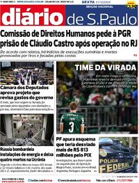 Capa do jornal Diário de São Paulo 31/10/2025