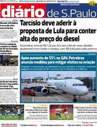 Capa do jornal Diário de São Paulo 02/04/2026