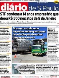 Capa do jornal Diário de São Paulo 07/04/2026