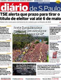 Capa do jornal Diário de São Paulo 08/02/2026