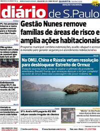 Capa do jornal Diário de São Paulo 08/04/2026