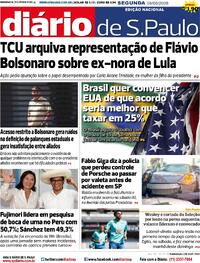 Capa do jornal Diário de São Paulo 08/06/2026