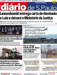 Capa do jornal Diário de São Paulo 09/01/2026