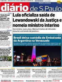 Capa do jornal Diário de São Paulo 11/01/2026