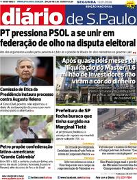 Capa do jornal Diário de São Paulo 12/01/2026
