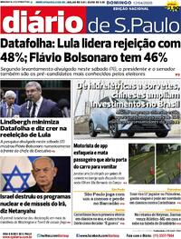 Capa do jornal Diário de São Paulo 12/04/2026