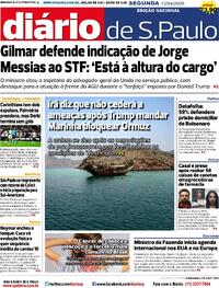 Capa do jornal Diário de São Paulo 13/04/2026