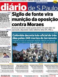 Capa do jornal Diário de São Paulo 13/08/2026