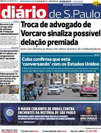 Capa do jornal Diário de São Paulo 14/03/2026