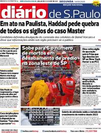 Capa Diário de São Paulo 14/09/2026