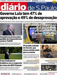 Capa do jornal Diário de São Paulo 15/01/2026