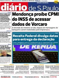 Capa do jornal Diário de São Paulo 17/03/2026