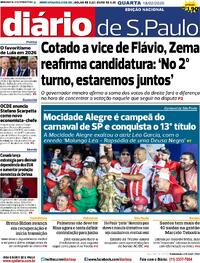Capa do jornal Diário de São Paulo 18/02/2026