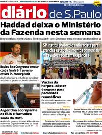 Capa do jornal Diário de São Paulo 18/03/2026