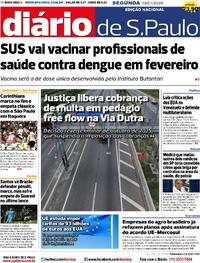Capa do jornal Diário de São Paulo 19/01/2026