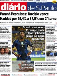 Capa do jornal Diário de São Paulo 20/06/2026