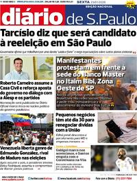 Capa do jornal Diário de São Paulo 23/01/2026