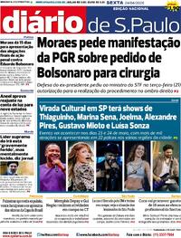 Capa do jornal Diário de São Paulo 24/04/2026